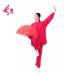 棉加絲太極服（玫紅）