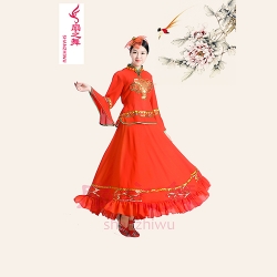 立領(lǐng)中國結(jié)金邊裙套裝